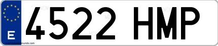 Ejemplo de matrícula española 4522 HMP