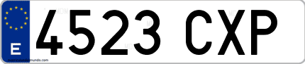 Ejemplo de matrícula de coche ordinaria 4523 CXP