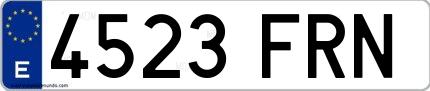 Ejemplo de matrícula española 4523 FRN