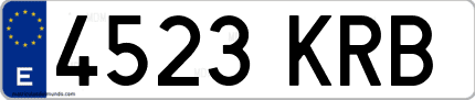 Ejemplo de matrícula de coche ordinaria 4523 KRB