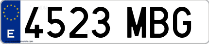 Ejemplo de matrícula de coche ordinaria 4523 MBG