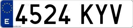 Ejemplo de matrícula española 4524 KYV