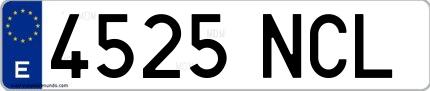 Ejemplo de matrícula española 4525 NCL