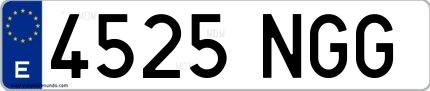 Ejemplo de matrícula española 4525 NGG