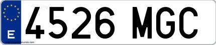 Ejemplo de matrícula española 4526 MGC