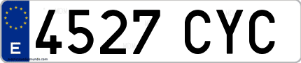 Ejemplo de matrícula de coche ordinaria 4527 CYC