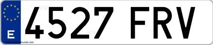 Ejemplo de matrícula española 4527 FRV