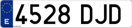 Ejemplo de matrícula española 4528 DJD