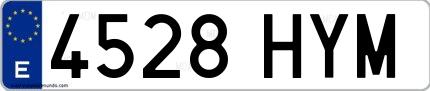 Ejemplo de matrícula española 4528 HYM