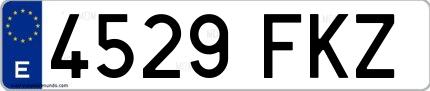 Ejemplo de matrícula española 4529 FKZ