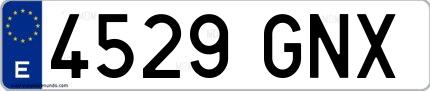 Ejemplo de matrícula española 4529 GNX