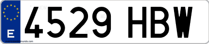 Ejemplo de matrícula de coche ordinaria 4529 HBW