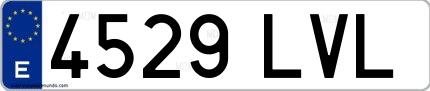 Ejemplo de matrícula española 4529 LVL