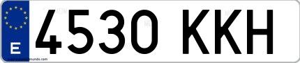 Ejemplo de matrícula española 4530 KKH