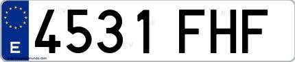 Ejemplo de matrícula española 4531 FHF