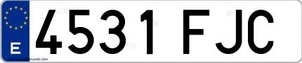 Ejemplo de matrícula española 4531 FJC