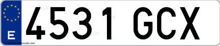 Ejemplo de matrícula de coche ordinaria 4531 GCX