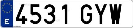Ejemplo de matrícula española 4531 GYW