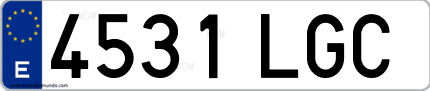 Ejemplo de matrícula de coche ordinaria 4531 LGC