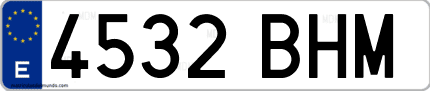 Ejemplo de matrícula de coche ordinaria 4532 BHM
