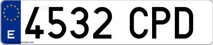 Ejemplo de matrícula española 4532 CPD