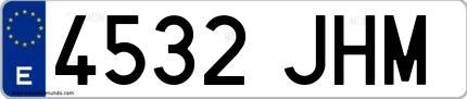 Ejemplo de matrícula española 4532 JHM