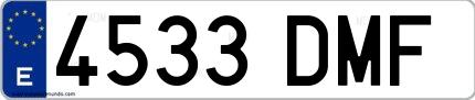 Ejemplo de matrícula española 4533 DMF