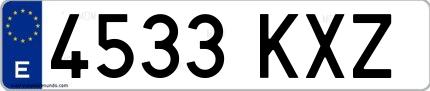Ejemplo de matrícula española 4533 KXZ