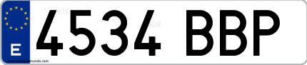 Ejemplo de matrícula de coche ordinaria 4534 BBP