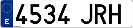 Ejemplo de matrícula de coche ordinaria 4534 JRH