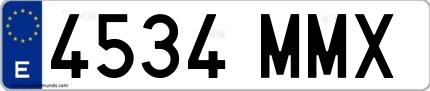 Ejemplo de matrícula española 4534 MMX