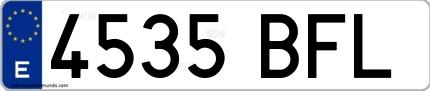 Ejemplo de matrícula española 4535 BFL