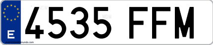 Ejemplo de matrícula de coche ordinaria 4535 FFM