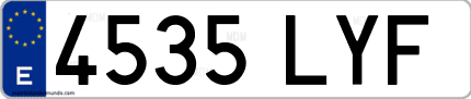 Ejemplo de matrícula de coche ordinaria 4535 LYF