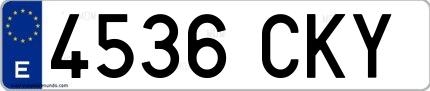 Ejemplo de matrícula española 4536 CKY