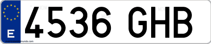 Ejemplo de matrícula de coche ordinaria 4536 GHB