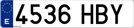 Ejemplo de matrícula española 4536 HBY