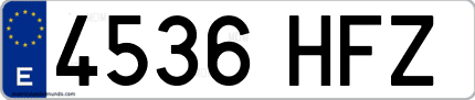 Ejemplo de matrícula de coche ordinaria 4536 HFZ