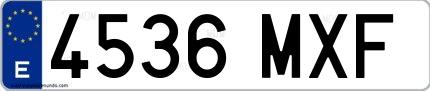 Ejemplo de matrícula española 4536 MXF