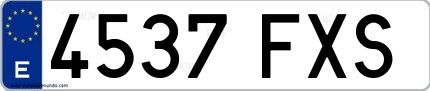 Ejemplo de matrícula española 4537 FXS