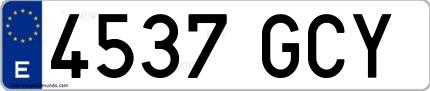 Ejemplo de matrícula española 4537 GCY