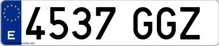 Ejemplo de matrícula española 4537 GGZ