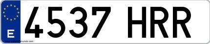 Ejemplo de matrícula española 4537 HRR