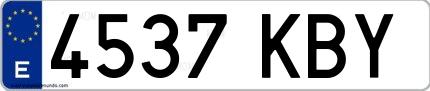 Ejemplo de matrícula española 4537 KBY