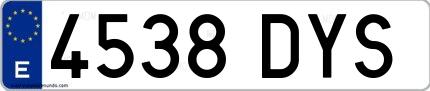 Ejemplo de matrícula española 4538 DYS