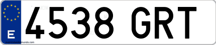 Ejemplo de matrícula de coche ordinaria 4538 GRT