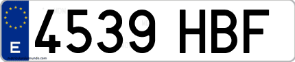 Ejemplo de matrícula de coche ordinaria 4539 HBF