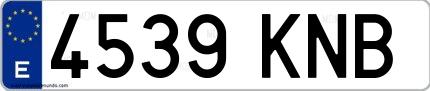 Ejemplo de matrícula española 4539 KNB