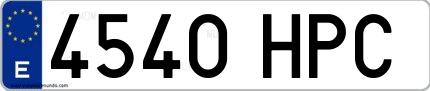 Ejemplo de matrícula española 4540 HPC