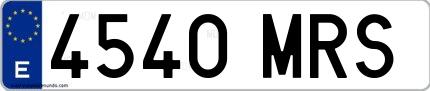 Ejemplo de matrícula española 4540 MRS